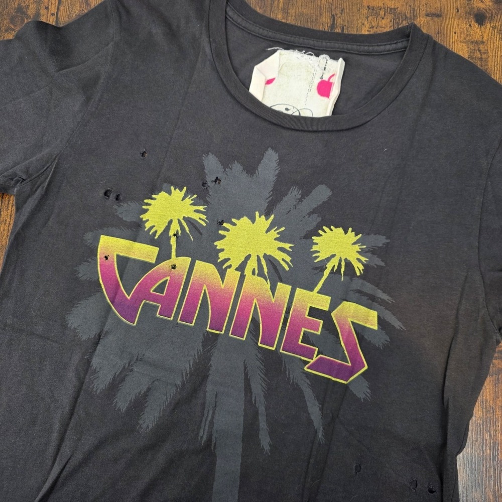 PARBALLE Vtg T-Shirt CANNES Film Festival Rare Bandage Label‎ Hearts Cherries